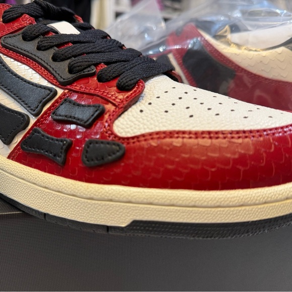AMIRI Snake Skeleton Red and Black Men's Sneakers - Size 15 - Picture 4 of 11